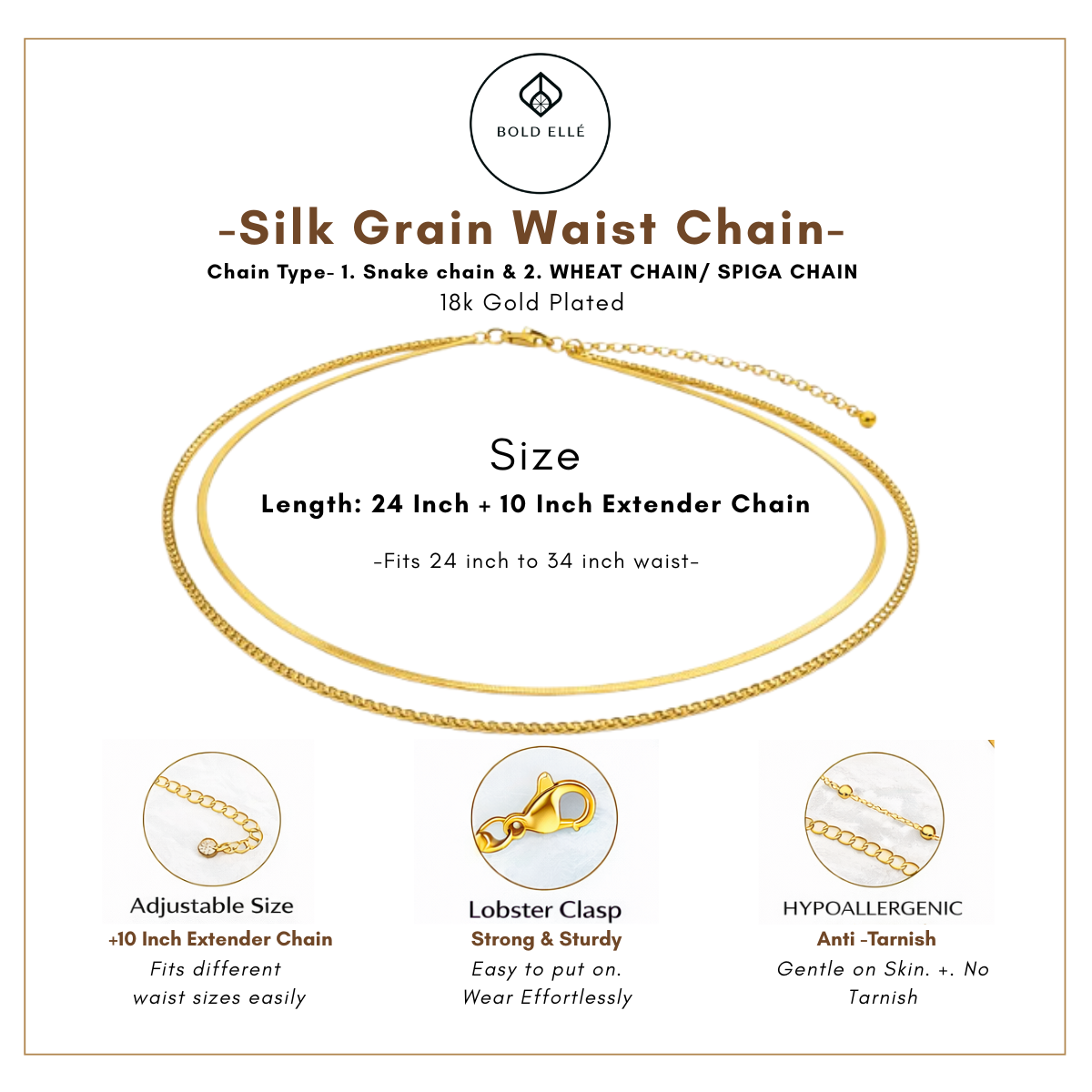 Silk Grain Waist Chain -Double Layered